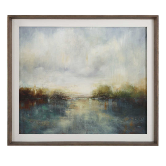 American Home Furniture Uttermost Blue Reverie Framed Abstract Lake Print
