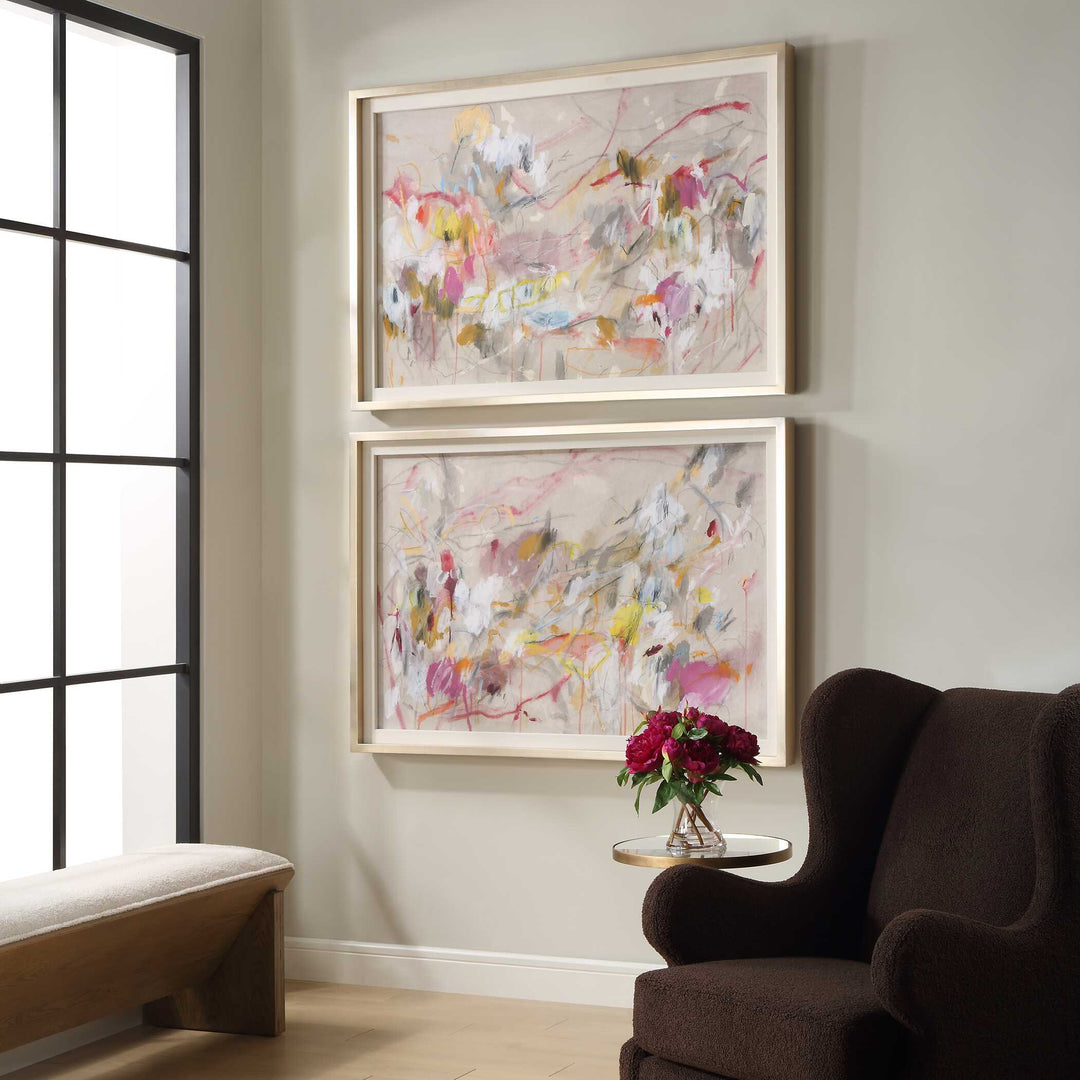 American Home Furniture Uttermost Metropolitan Rush Abstract Prints, S/2