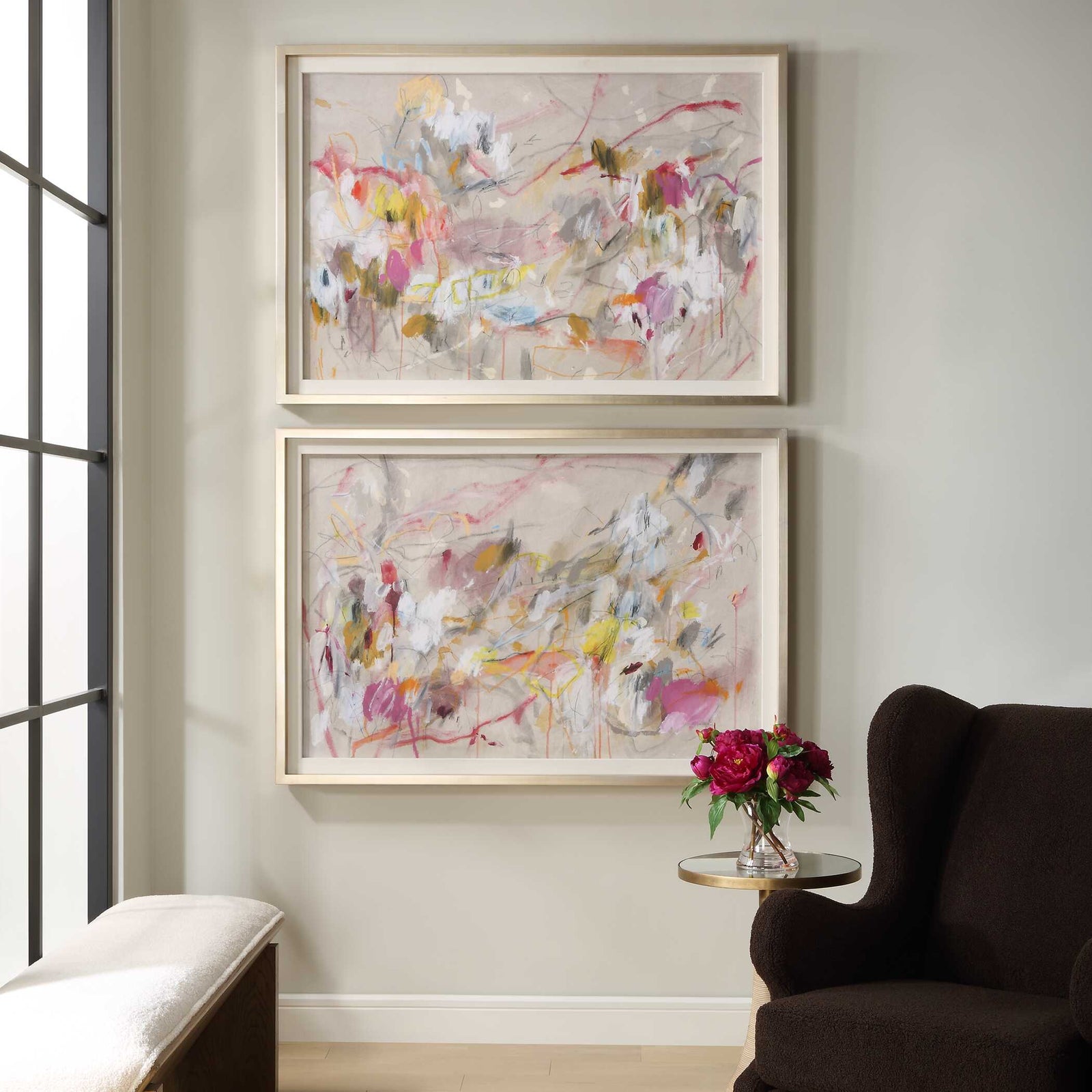 American Home Furniture Uttermost Metropolitan Rush Abstract Prints, S/2