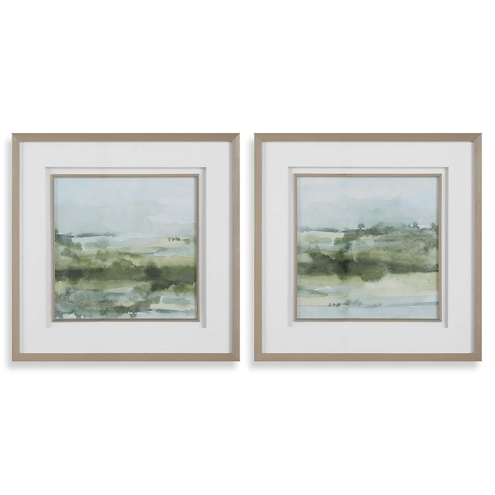 American Home Furniture Uttermost Soft Sage Abstract Landscape Prints Set of 2