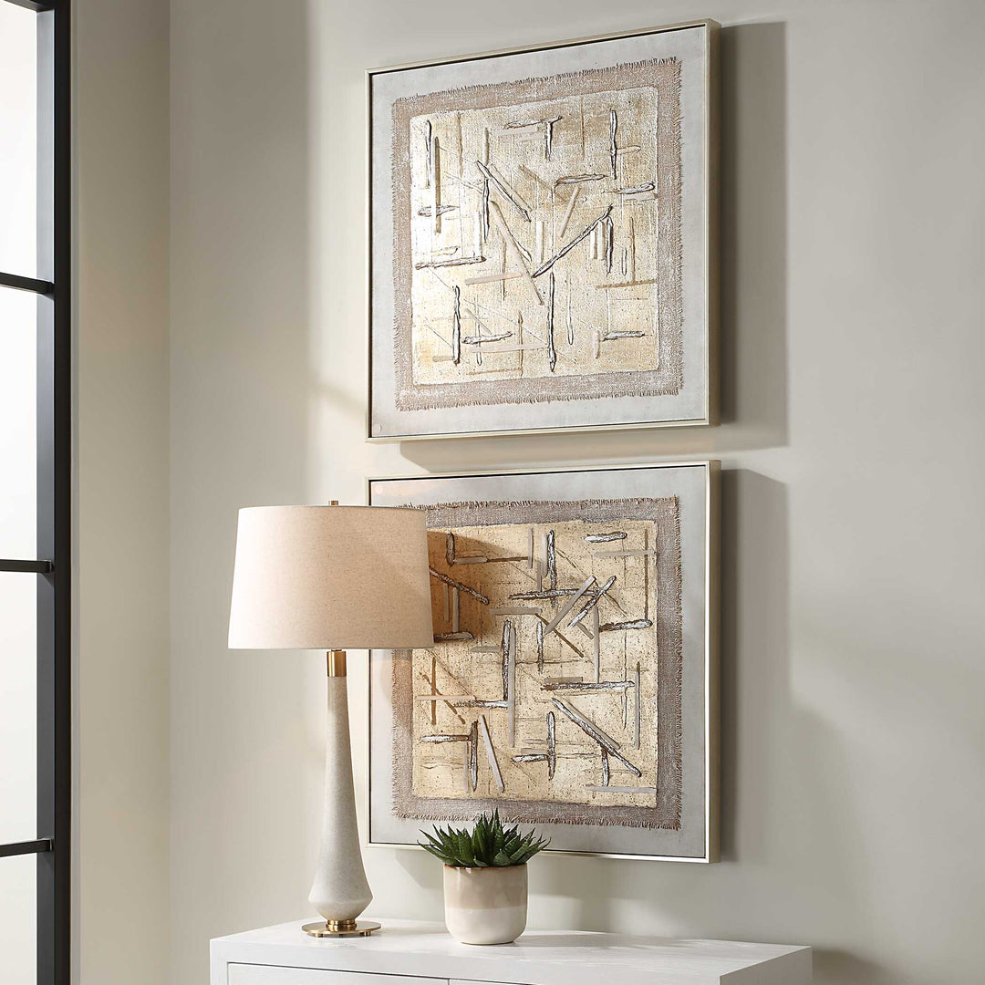 American Home Furniture Uttermost Unpredictable Hand Painted Canvases Set of 2