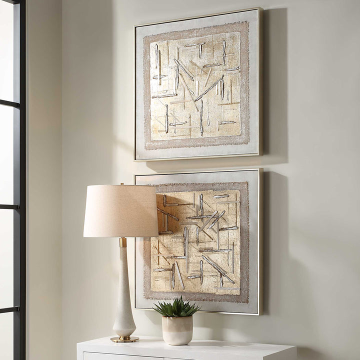 American Home Furniture Uttermost Unpredictable Hand Painted Canvases Set of 2