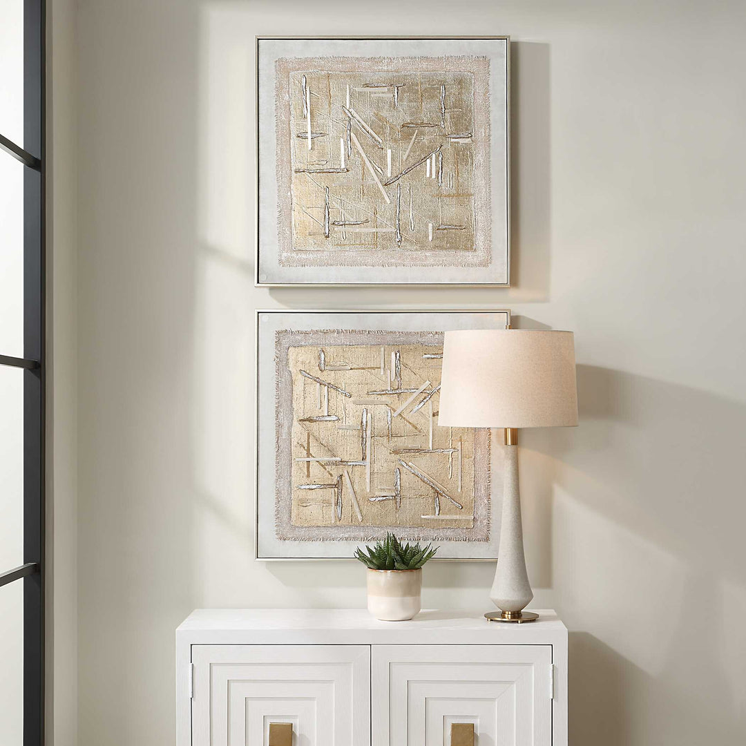 American Home Furniture Uttermost Unpredictable Hand Painted Canvases Set of 2