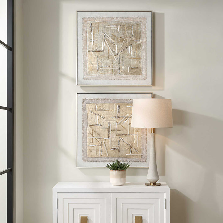 American Home Furniture Uttermost Unpredictable Hand Painted Canvases Set of 2
