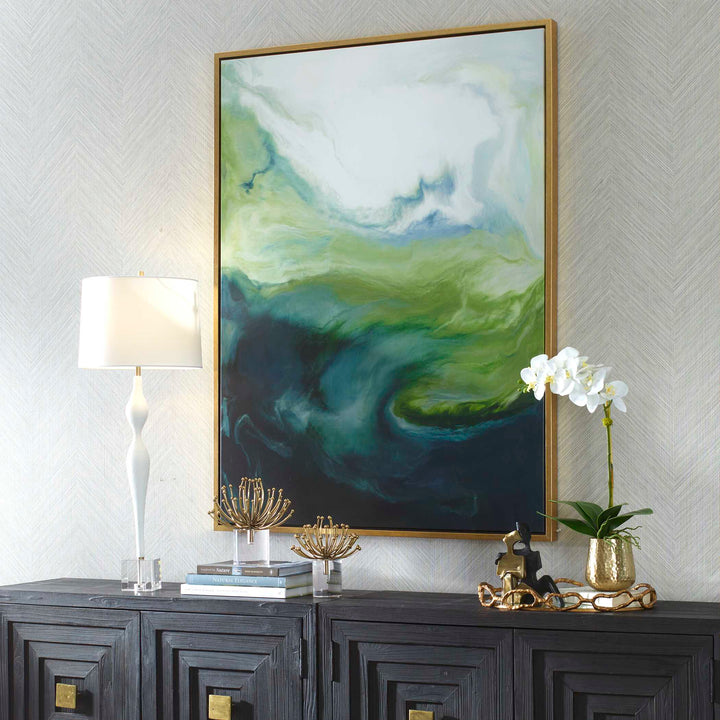 American Home Furniture Uttermost Serene Green Framed Abstract Art