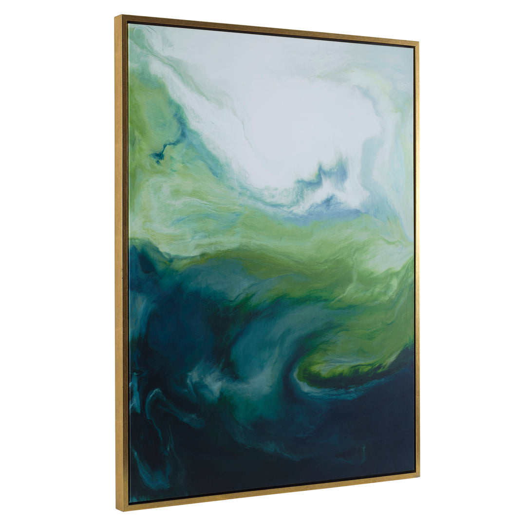 American Home Furniture | Uttermost - Serene Green Framed Abstract Art