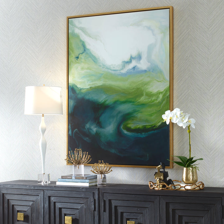 American Home Furniture | Uttermost - Serene Green Framed Abstract Art