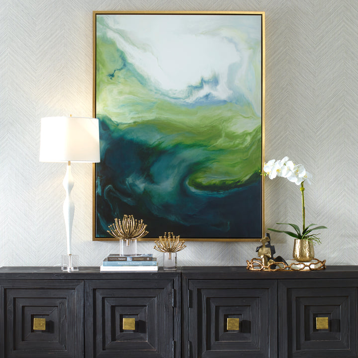 American Home Furniture | Uttermost - Serene Green Framed Abstract Art