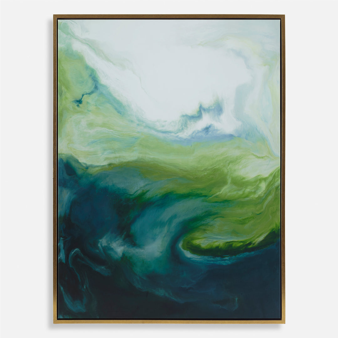 American Home Furniture | Uttermost - Serene Green Framed Abstract Art