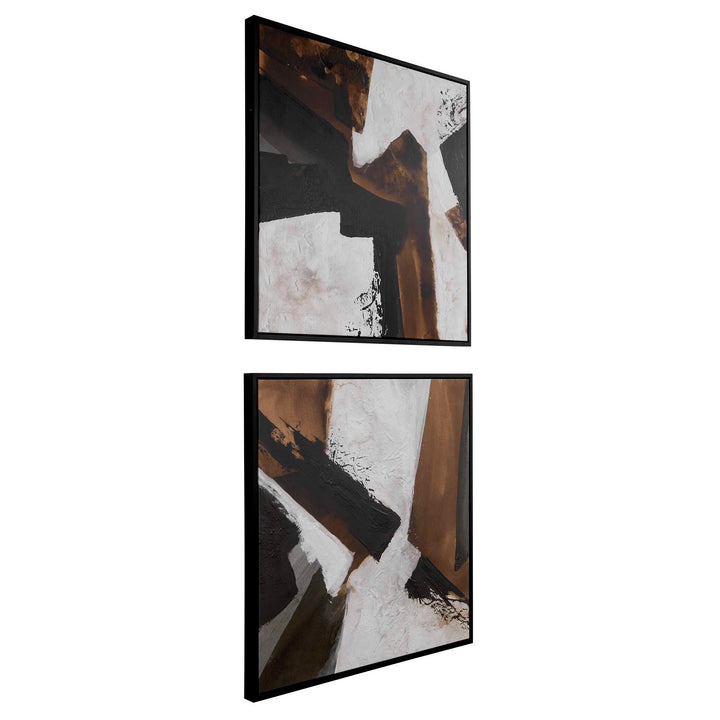 American Home Furniture Uttermost Tactile Inspiration Framed Abstract Art, S/2
