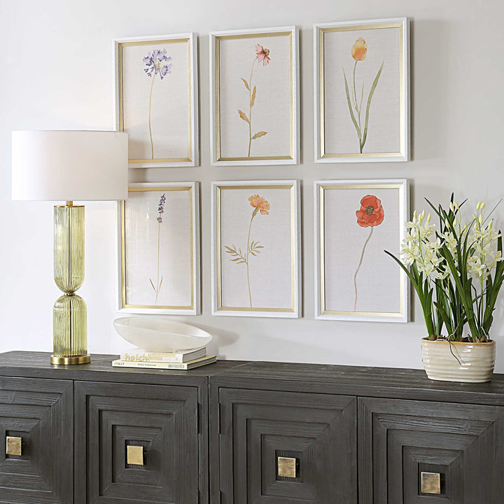 American Home Furniture Uttermost Wild Flourish Framed Floral Prints Set of 6