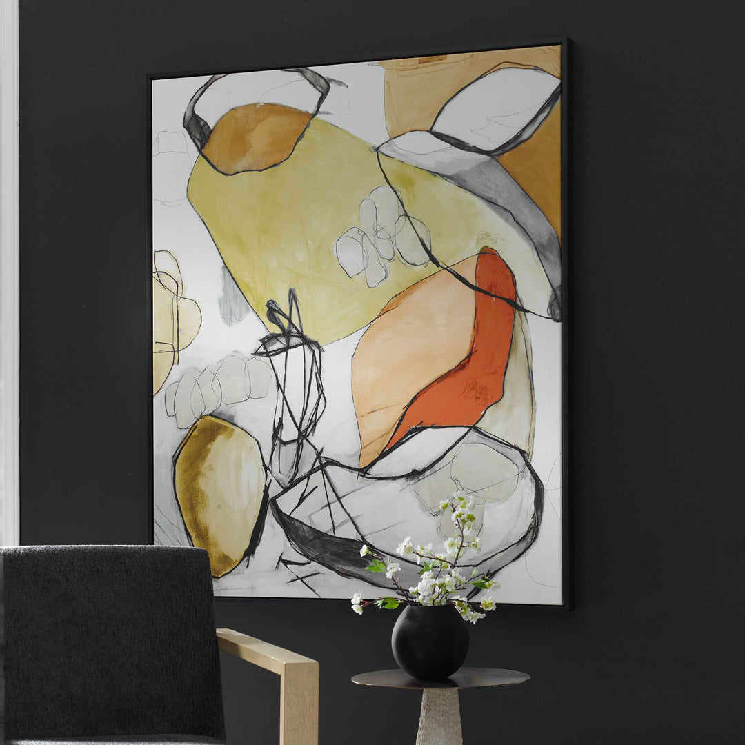 American Home Furniture Uttermost Charcoal Improvision Framed Abstract Art