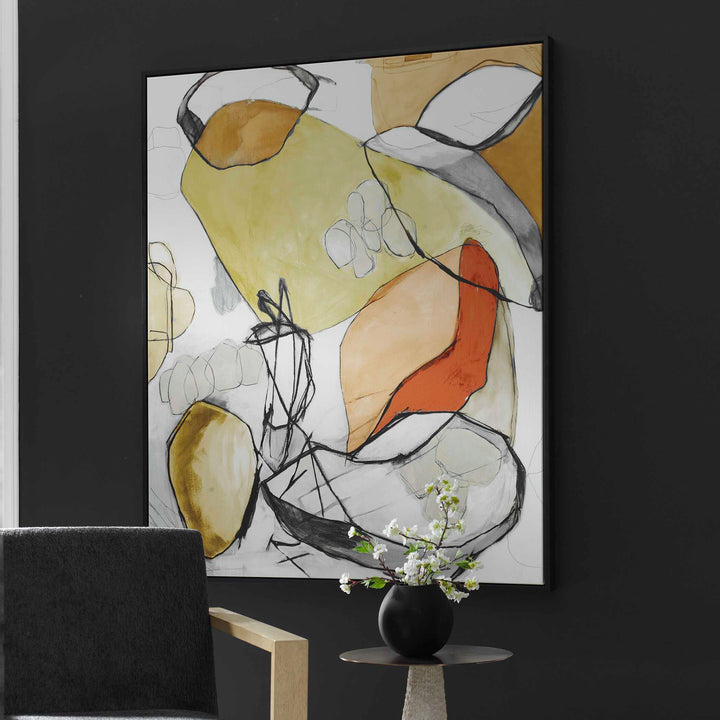 American Home Furniture Uttermost Charcoal Improvision Framed Abstract Art