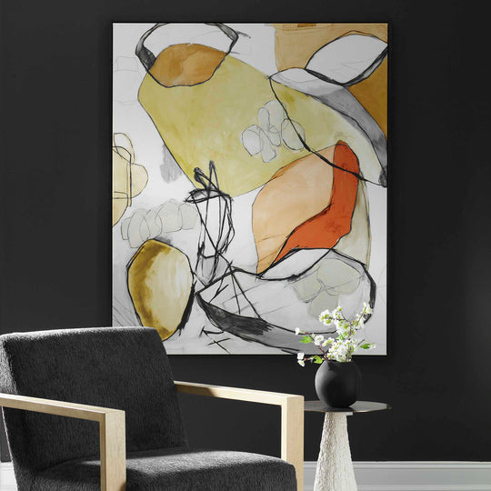 American Home Furniture Uttermost Charcoal Improvision Framed Abstract Art