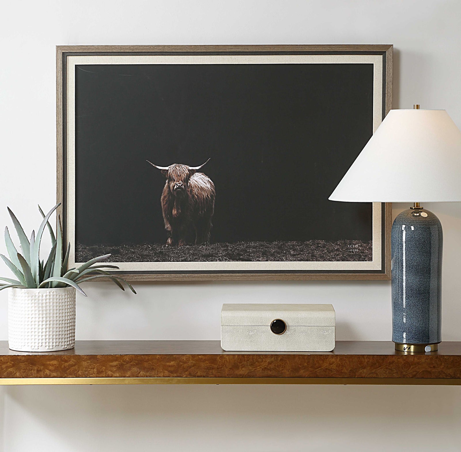 American Home Furniture Uttermost King Of The Hill Framed Bovine Print