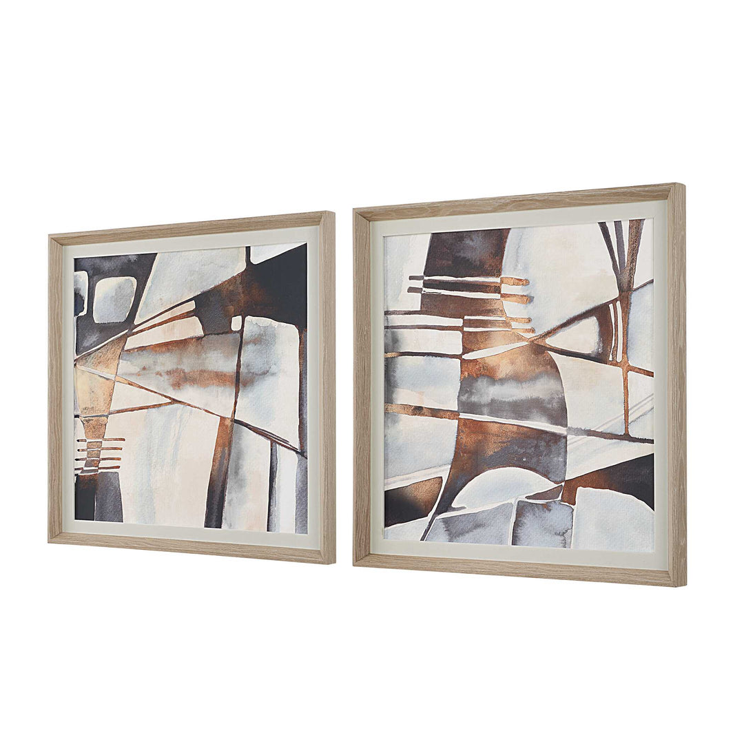 American Home Furniture Uttermost Vetrina Framed Abstract Prints Set of 2