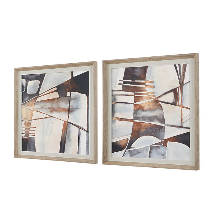 American Home Furniture Uttermost Vetrina Framed Abstract Prints Set of 2