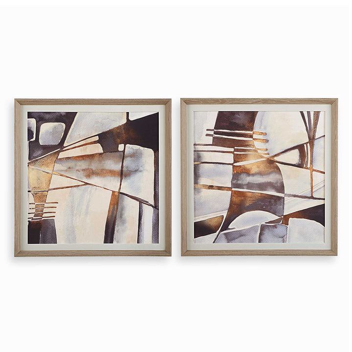 American Home Furniture Uttermost Vetrina Framed Abstract Prints Set of 2
