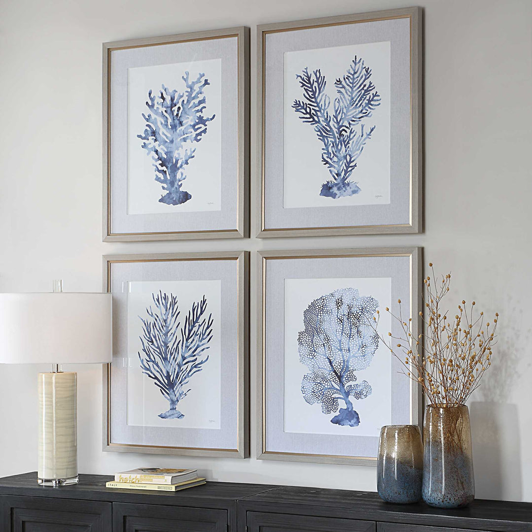 American Home Furniture Uttermost Shibori Coral Framed Prints Set of 4