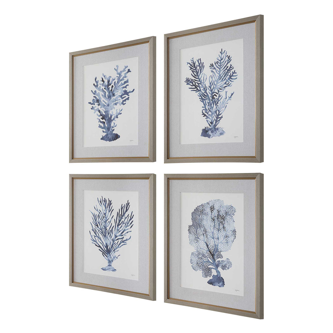 American Home Furniture Uttermost Shibori Coral Framed Prints Set of 4