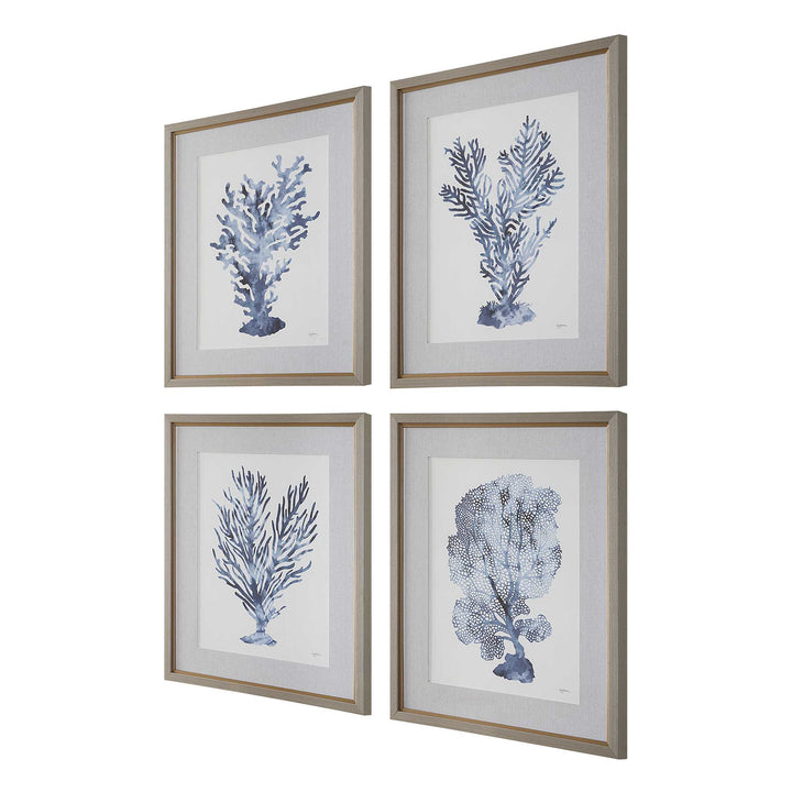 American Home Furniture Uttermost Shibori Coral Framed Prints Set of 4