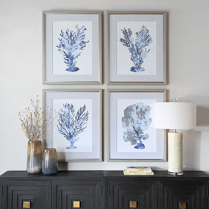 American Home Furniture Uttermost Shibori Coral Framed Prints Set of 4