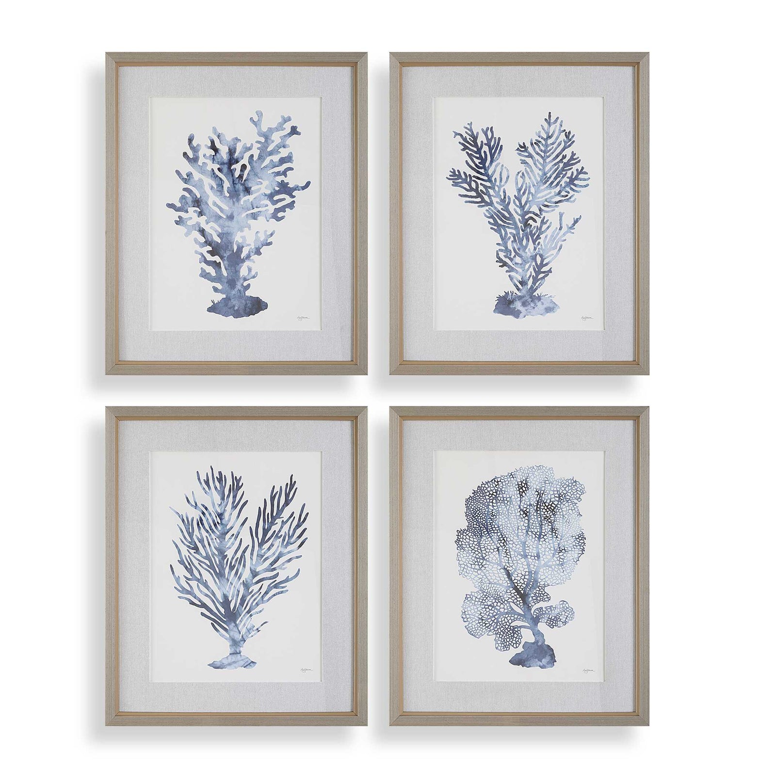 American Home Furniture Uttermost Shibori Coral Framed Prints Set of 4