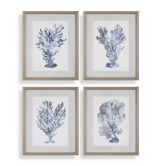 American Home Furniture Uttermost Shibori Coral Framed Prints Set of 4