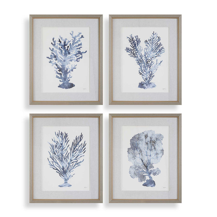 American Home Furniture Uttermost Shibori Coral Framed Prints Set of 4