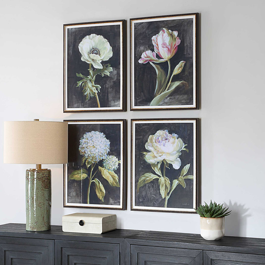 American Home Furniture Uttermost Florals On Black Framed Prints Set of 4