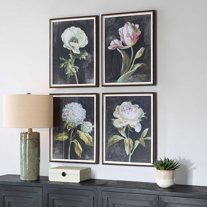 American Home Furniture Uttermost Florals On Black Framed Prints Set of 4