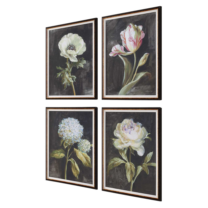 American Home Furniture Uttermost Florals On Black Framed Prints Set of 4