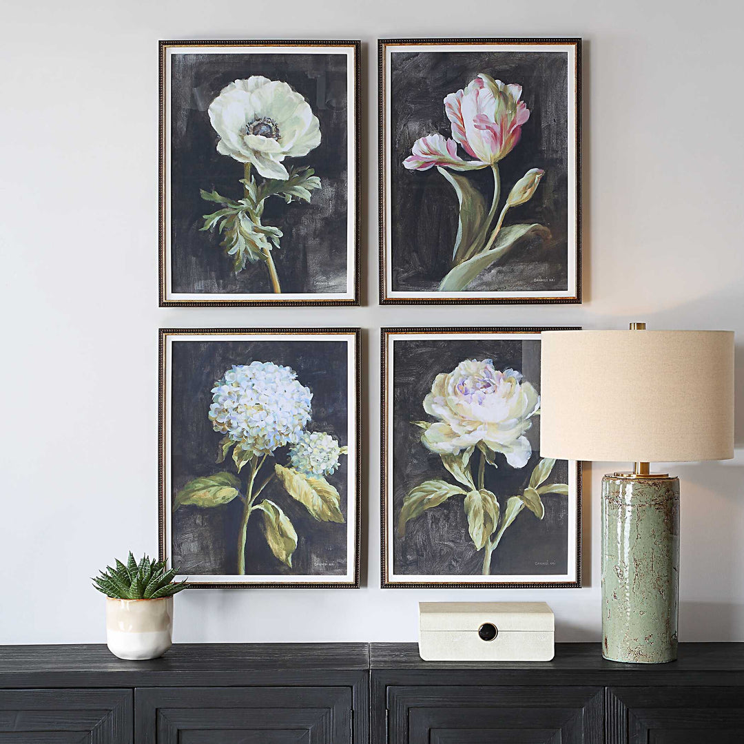 American Home Furniture Uttermost Florals On Black Framed Prints Set of 4