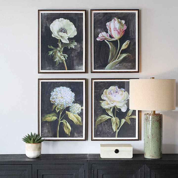 American Home Furniture Uttermost Florals On Black Framed Prints Set of 4
