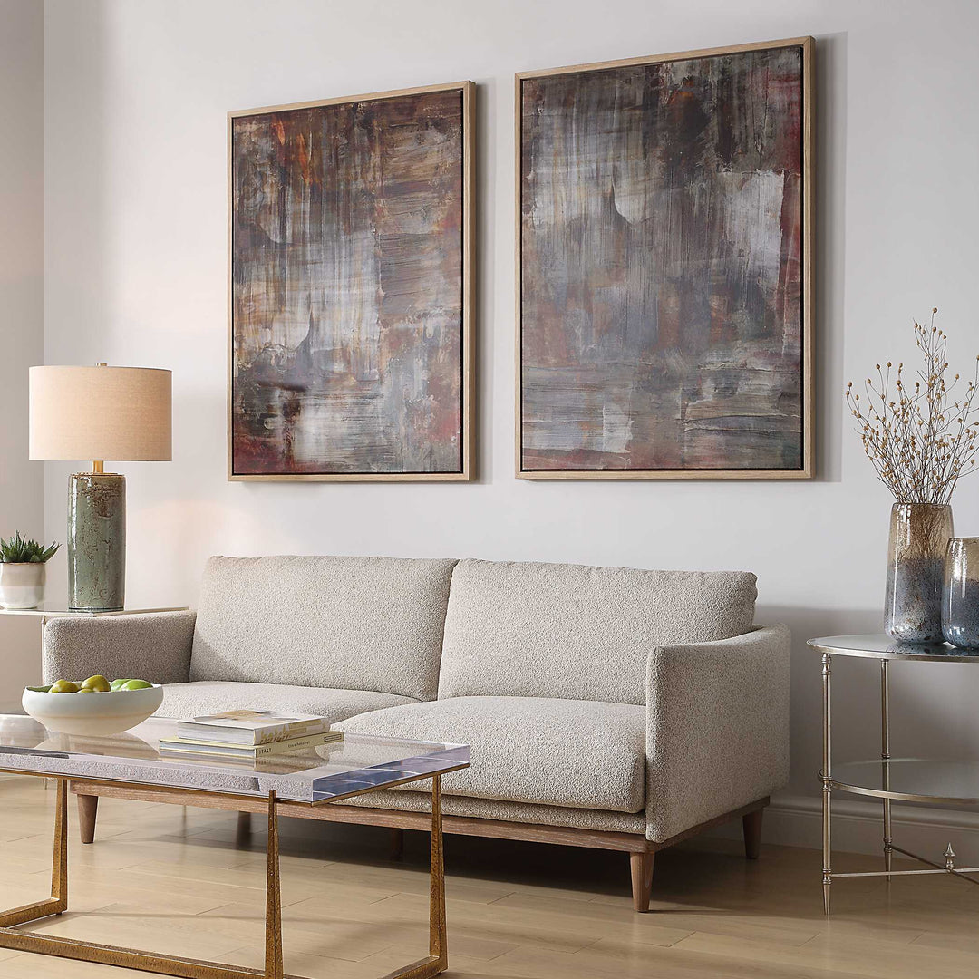American Home Furniture Uttermost Molten Patina Framed Canvases Set of 2