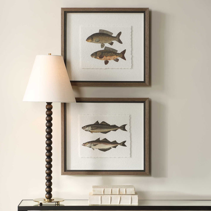 American Home Furniture Uttermost The Catch Framed Fish Prints Set of 2