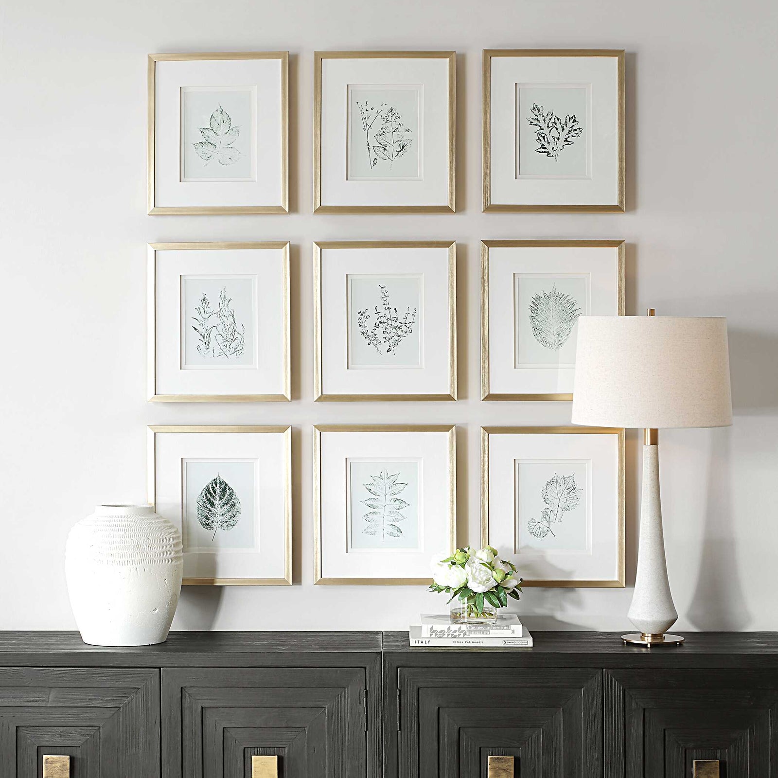 American Home Furniture Uttermost Nature's Script Framed Botanical Prints Set of 9