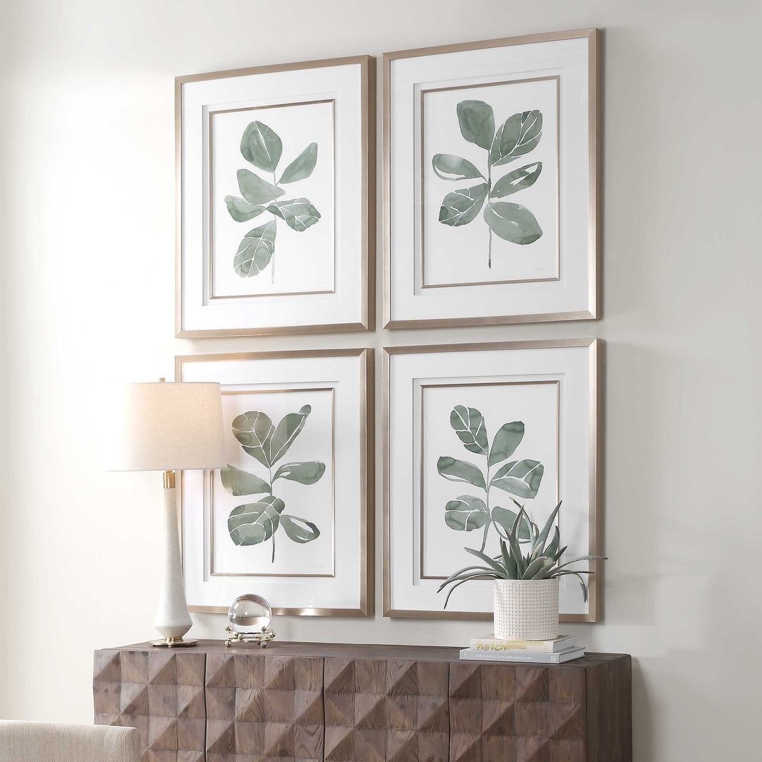 American Home Furniture Uttermost Fiddle Head Leaf Botanical Prints Set of 4
