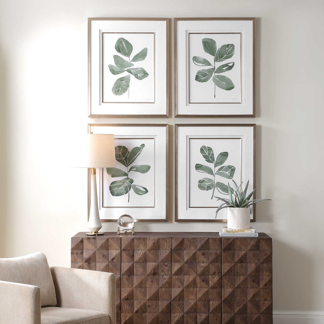 American Home Furniture Uttermost Fiddle Head Leaf Botanical Prints Set of 4