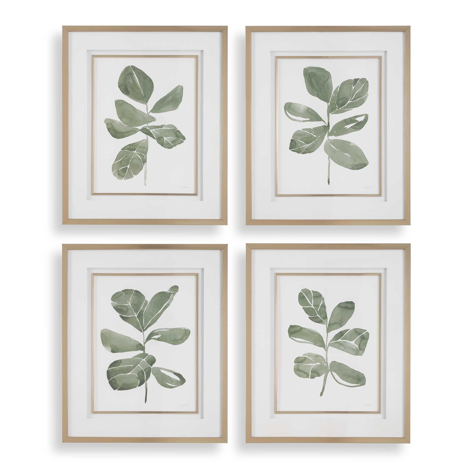 Uttermost Fiddle Head Leaf Botanical Prints - Set of 4 WALL ART