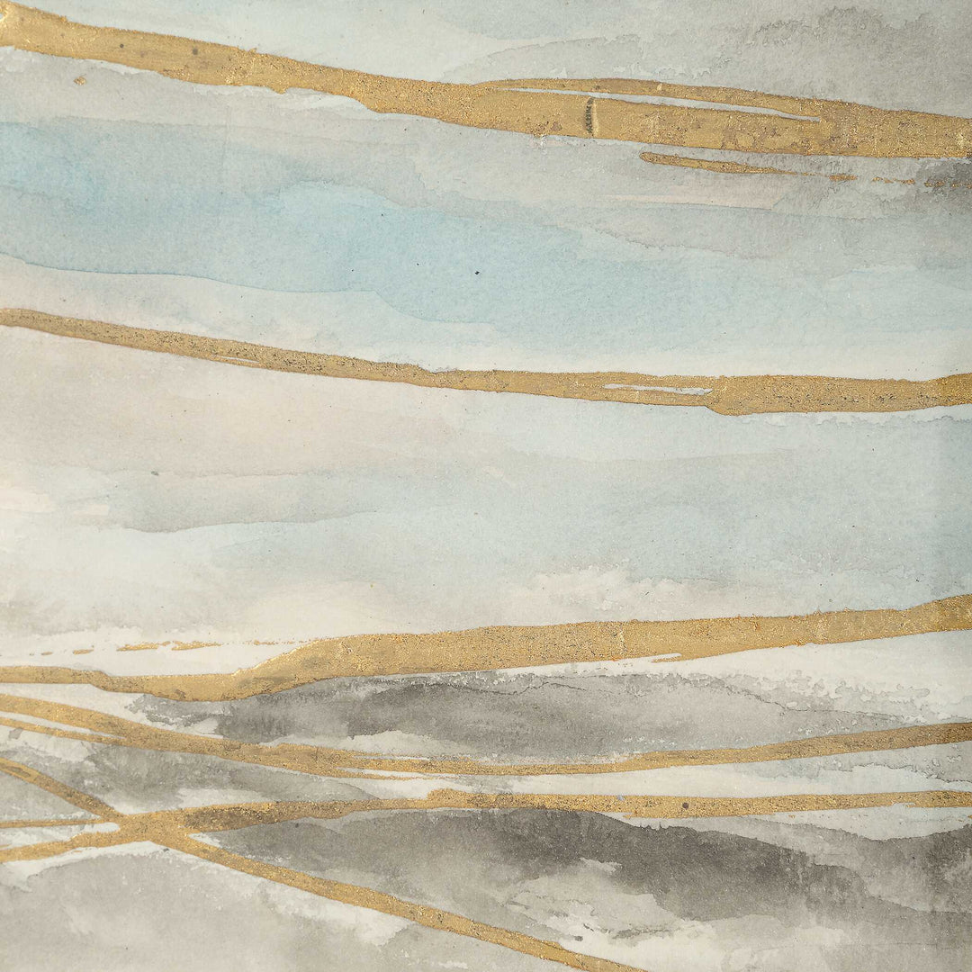 So Golden Abstract Landscape Prints Set of 2
