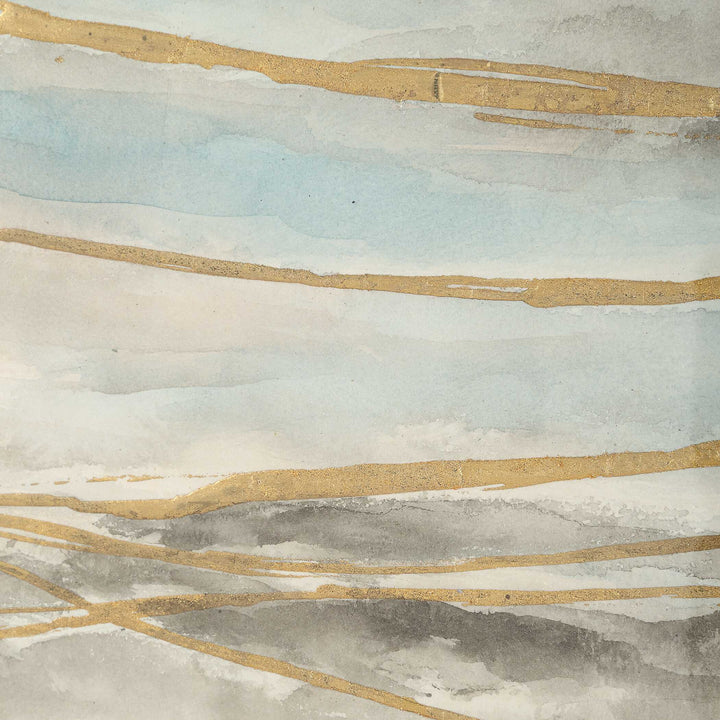 So Golden Abstract Landscape Prints Set of 2