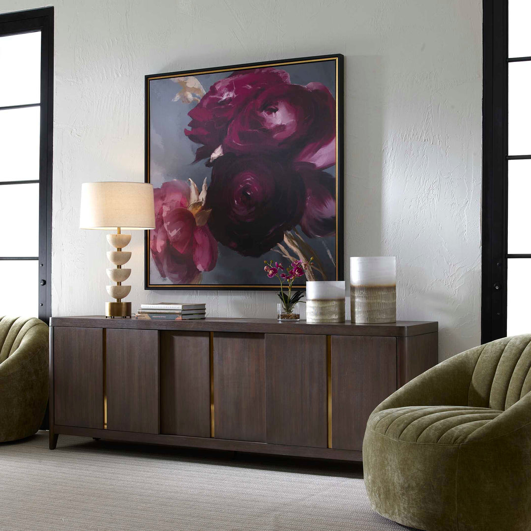 American Home Furniture Uttermost Plum Ranculus Framed Floral Art