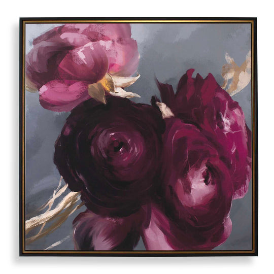 American Home Furniture Uttermost Plum Ranculus Framed Floral Art
