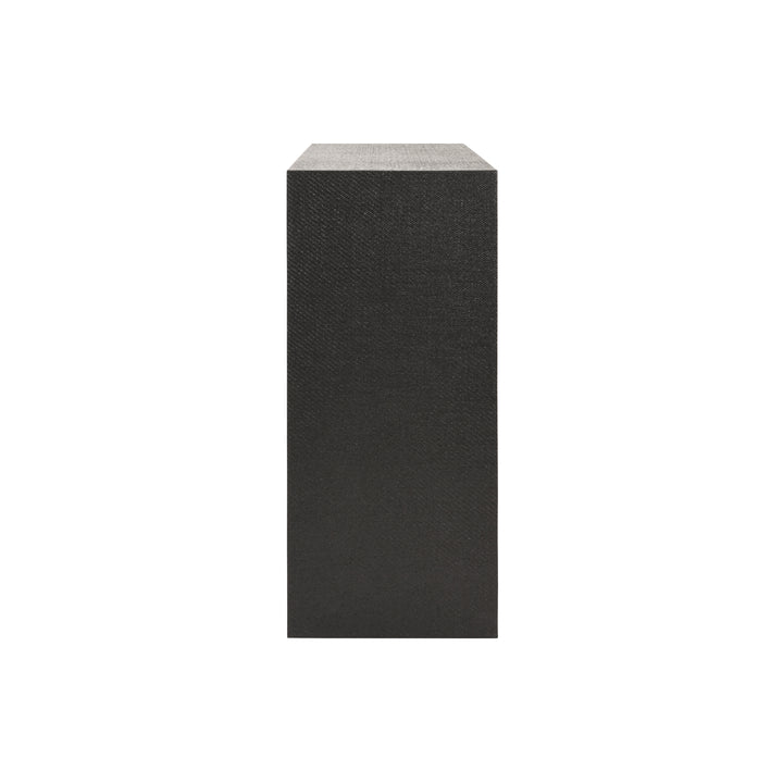 Two Door Console With Open Shelf In Black Painted Grasscloth With Black Oak Handles - ASPEN BLK