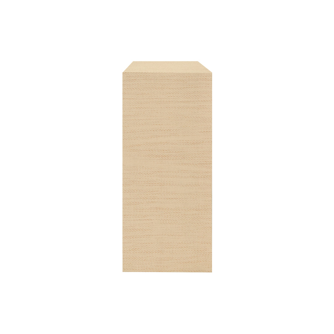 Two Door Console With Open Shelf In Natural Grasscloth With Cerused Oak Handles - ASPEN NAT