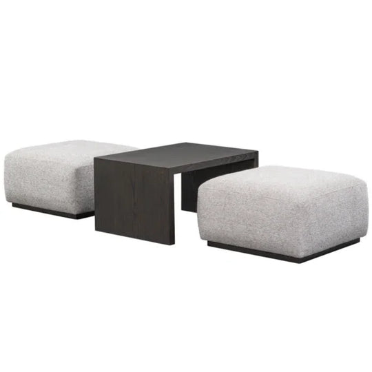 Alder and Tweed Blair Ottoman and Table Set OTTOMANS, POUFS, + STOOLS