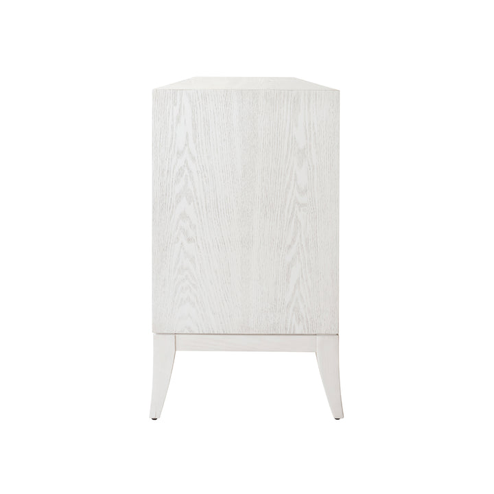 Sabre Leg 3 Drawer Chest With Brass Swing Handle In White Washed Oak - AVIS WWO