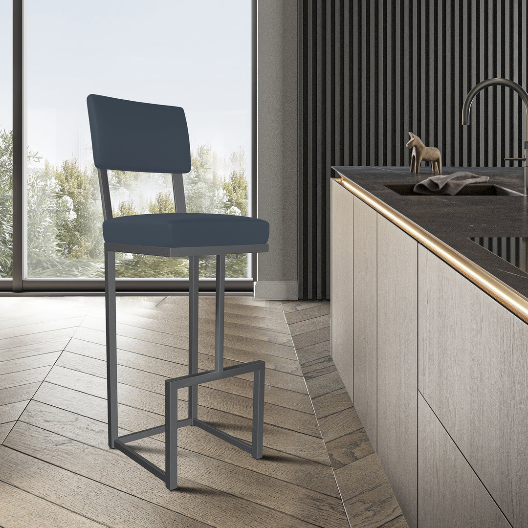 14"W x 18.5"D x 45"H / Midnight Blue/Lustrous Silver White