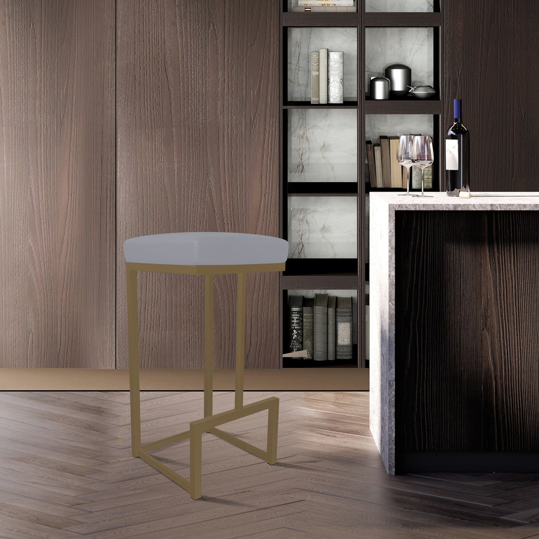 14.5"W x 14.5"D x 26"H / Charcoal Gray/Milky Gold